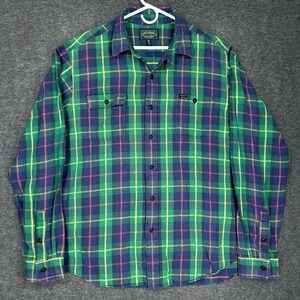VTG Polo Country Ralph Lauren Shirt Mens 2XL Heavyweight Flannel Plaid Chinstrap